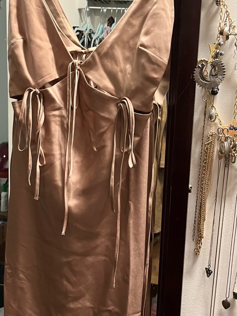 ASOS Satin Tie-Detail Slip Dress in Champagne